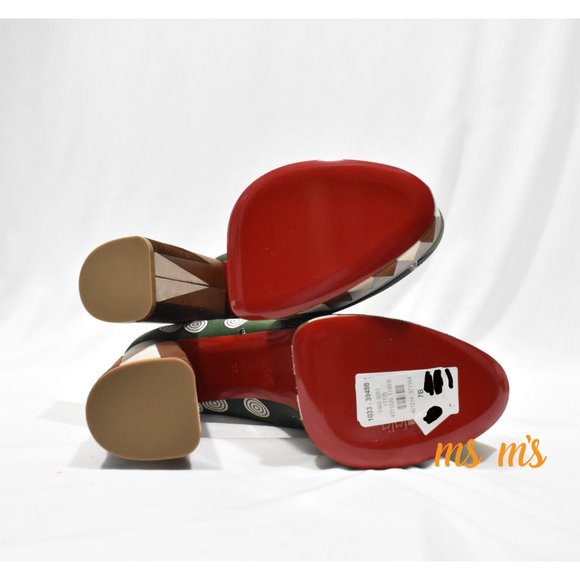 NIB Christian Louboutin Green Silk polka dot Platform Pumps Heels - Picture 9 of 9